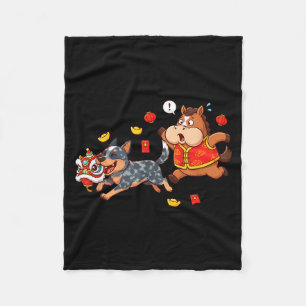 Chinese Horse Australian Cattle Mens Womens Happy  Fleece Blanket