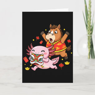 Chinese Horse Axolotl Funny Kids Mens Womens Happy Card