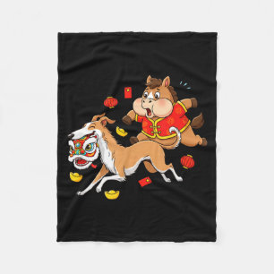 Chinese Horse Borzoi Funny Kids Mens Womens Happy Fleece Blanket