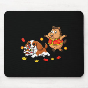 Chinese Horse Cavalier King Charles Spaniel Happy Mouse Mat