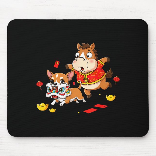 Chinese Horse Chihuahua Funny Kid Mens Womens Happ Mouse Mat (Front)