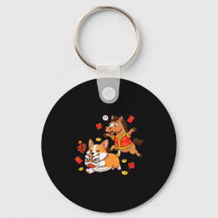 Chinese Horse Corgi Funny Kids Mens Womens Happy N Key Ring