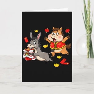 Chinese Horse Donkey Funny Kids Mens Womens Happy Card
