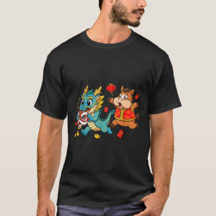 Chinese Horse Dragon Funny Kids Mens Womens Happy T-Shirt