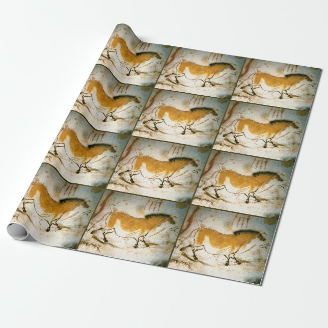 Chinese Horse,Lascaux Prehistoric Cave Paintings Wrapping Paper (Unrolled)