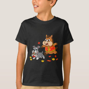 Chinese Horse Miniature Schnauzer Mens Womens Happ T-Shirt