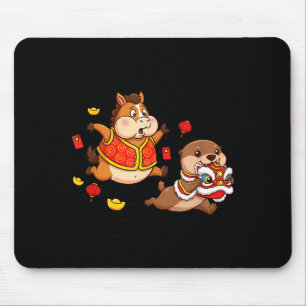 Chinese Horse Otter Funny Kids Mens Womens Happy N Mouse Mat