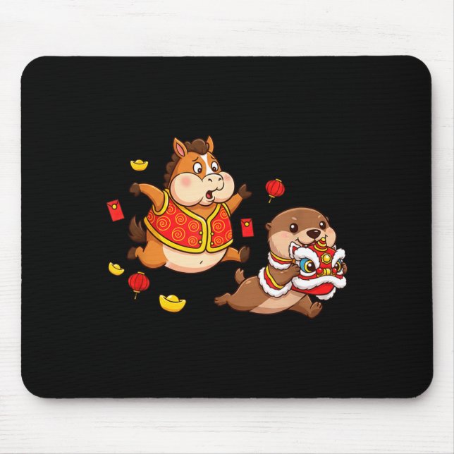 Chinese Horse Otter Funny Kids Mens Womens Happy N Mouse Mat (Front)