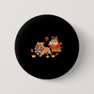 Chinese Horse Pitbull Funny Kids Mens Womens Happy 6 Cm Round Badge