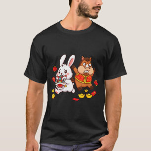 Chinese Horse Rabbit Funny Kids Mens Womens Happy T-Shirt