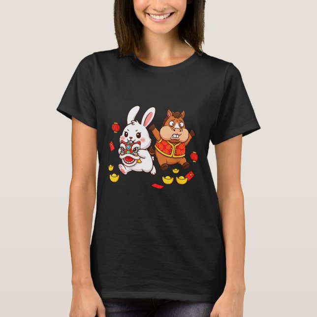 Chinese Horse Rabbit Funny Kids Mens Womens Happy  T-Shirt (Front)