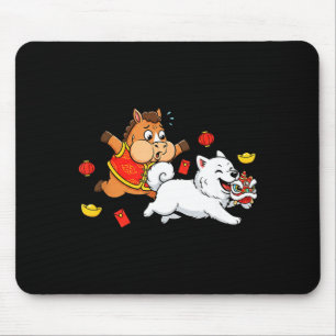 Chinese Horse Samoyed Funny Kids Mens Womens Happy Mouse Mat