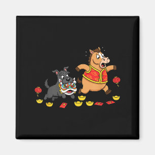 Chinese Horse Scottierrier Mens Womens Happy New Y Magnet