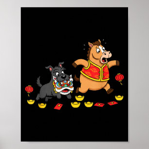 Chinese Horse Scottierrier Mens Womens Happy New Y Poster
