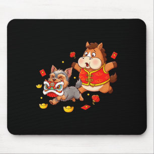 Chinese Horse Yorkshire Terrier Mens Womens Happy Mouse Mat