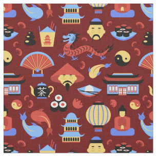 Chinese Icon Pattern Fabric