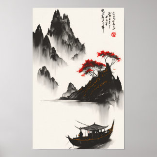 Chinese ink painting poster