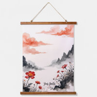 Chinese Ink Wash Poppy Art