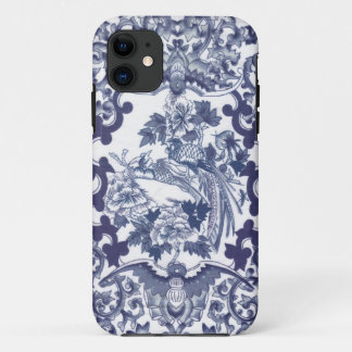 Chinese inspired blue pattern with birds toile iPhone 11 case