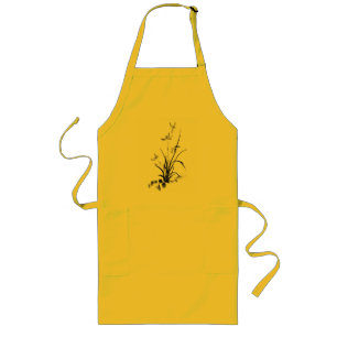 Chinese Iris - bw Long Apron