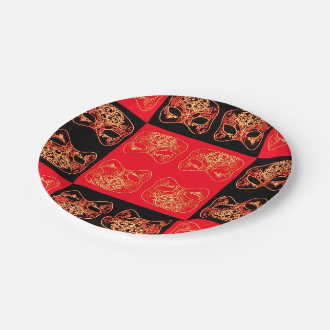 Chinese Japanese Oriental Party Paper Plates Red (Angled)