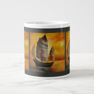 Chinese Junk In Ochre and Yellow Large Coffee Mug