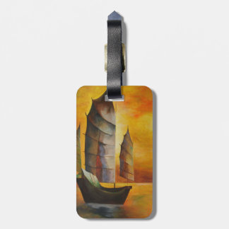 Chinese Junk In Ochre and Yellow Luggage Tag