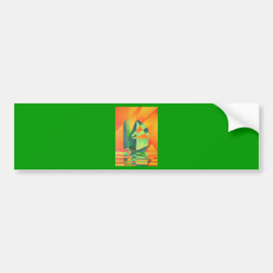 Chinese Junk Sails at Sunrise Orange And Green  Bumper Sticker