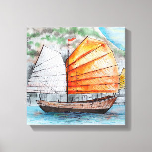 Chinese Junk Ship Print Canvas Print