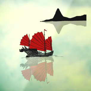 Chinese Junk Ship Window Cling