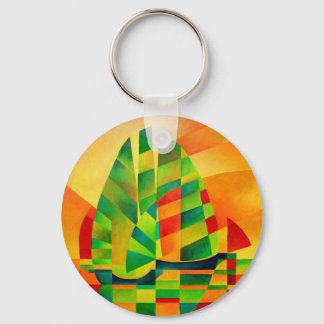 Chinese Junks, Sunset, Sails and Shadows Bold Key Ring