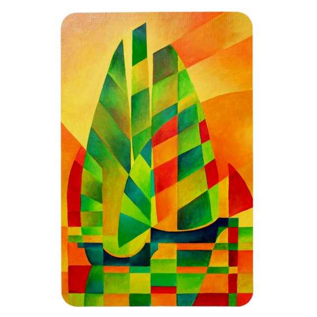 Chinese Junks, Sunset, Sails and Shadows Bold  Magnet (Vertical)