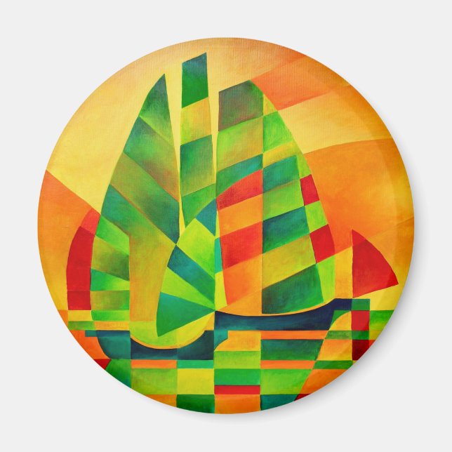 Chinese Junks, Sunset, Sails and Shadows Magnet (Front)