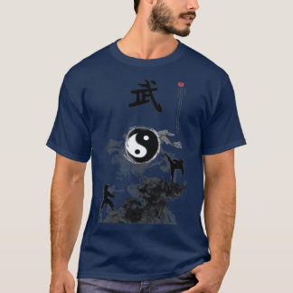 Chinese Kung Fu Mountain Scene Calligraphy T-Shirt