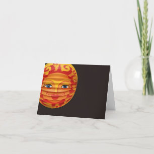 Chinese Lampignon Face Lantern Thank You Card