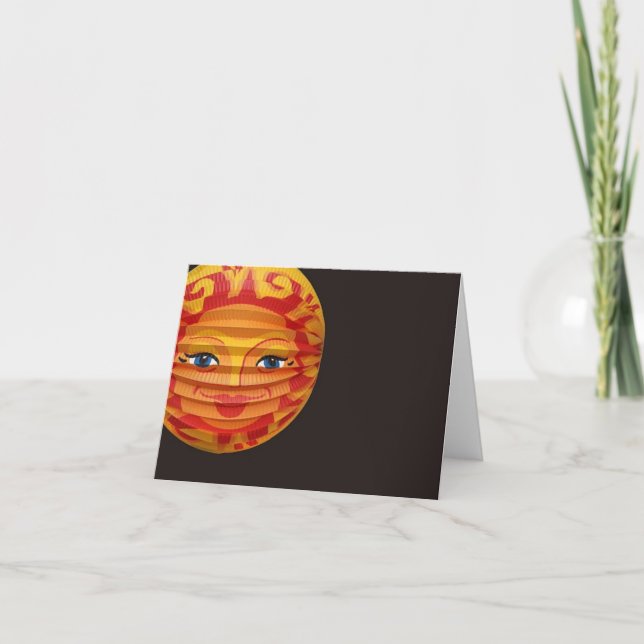 Chinese Lampignon Face Lantern Thank You Card (Front)
