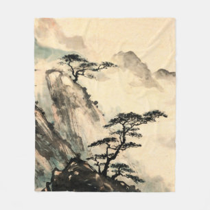 Chinese landscape painting.chinese,painting,japane fleece blanket