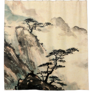 Chinese landscape painting.chinese,painting,japane shower curtain