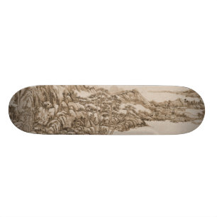 Chinese landscape with mountains skateboard