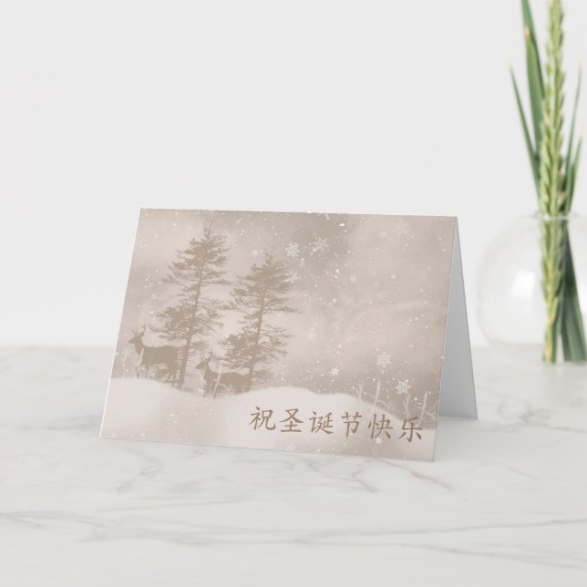 Chinese Language Season's Greetings Stylish Holiday Card (Front)
