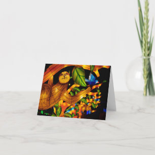 Chinese Lantern Art Sloth Note Note Card