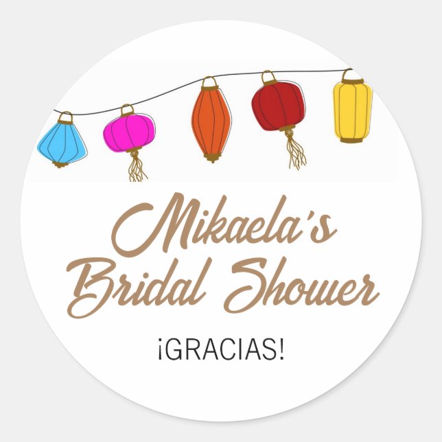 Chinese Lantern Bridal Shower Classic Round Sticker (Front)