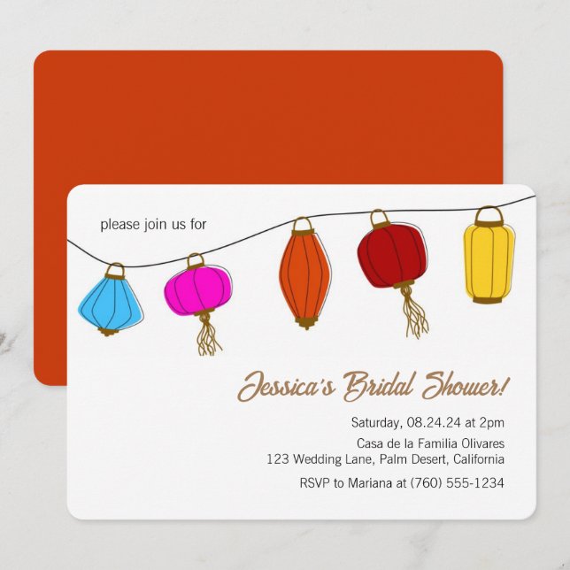 Chinese Lantern Bridal Shower Invitations (Front/Back)