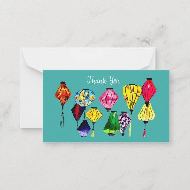 Chinese lantern colourful art card (Front)