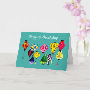 Chinese lantern colourful art card