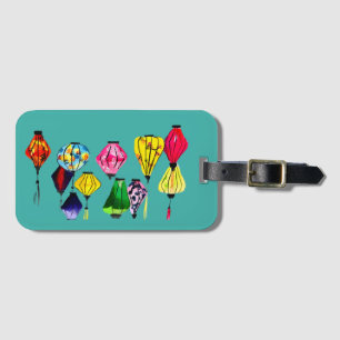 Chinese lantern colourful art luggage tag