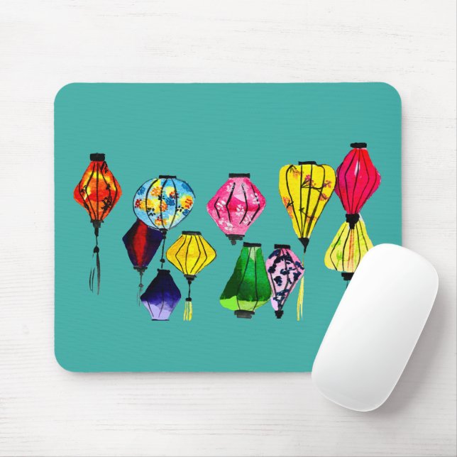Chinese lantern colourful art mouse mat (With Mouse)