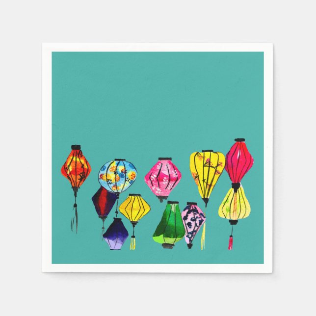 Chinese lantern colourful art napkin (Front)