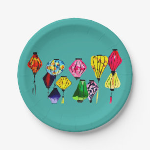 Chinese lantern colourful art paper plate