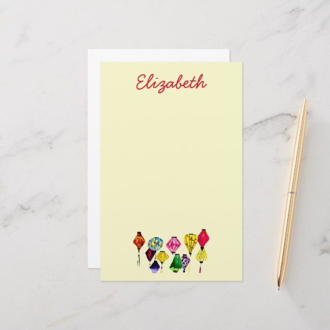 Chinese lantern colourful art stationery (Front/Back In Situ)